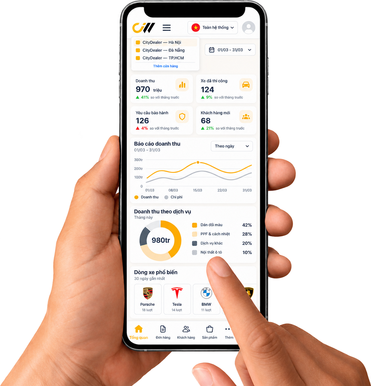 Giao diện CityDealer trên điện thoại